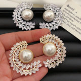 Pave leaf earrings