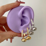 Pave gold bead drop earrings
