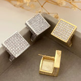 Pave zircon square earrings