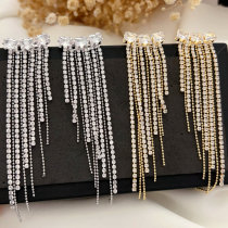 Pave zircon tassel earrings