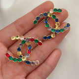 Pave colorful channel earrings