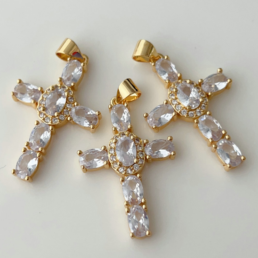 Pave cross charm