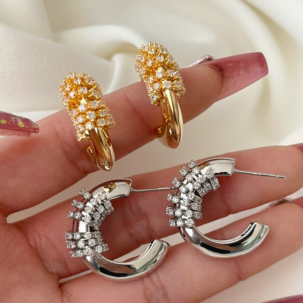 Fashion pave zircon hoop