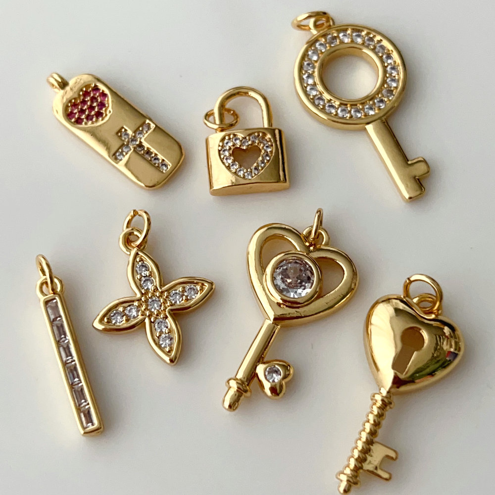 Pave key charm
