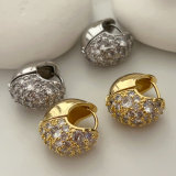 Pave zircon oval earrings