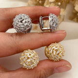 Pave zircon ball earrings
