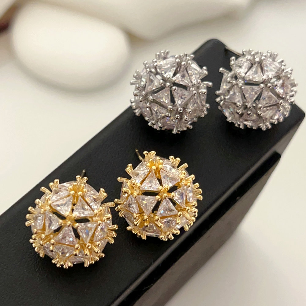 Pave zircon ball earrings