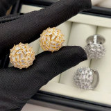 Pave zircon ball earrings