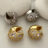 Pave zircon oval earrings