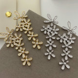 Pave flower earrings