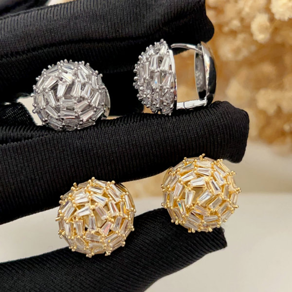 Pave zircon ball earrings