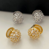 Pave zircon ball earrings