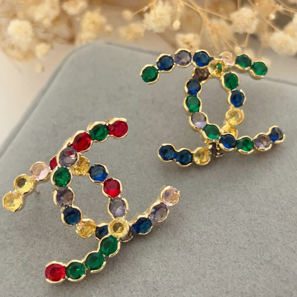 Pave colorful channel earrings