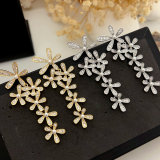 Pave flower earrings