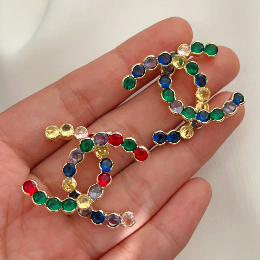 Pave colorful channel earrings
