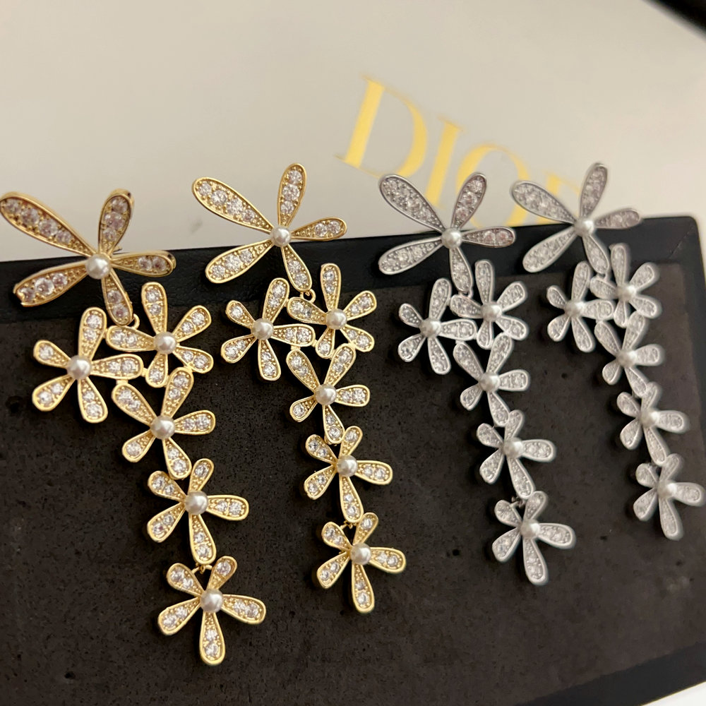 Pave flower earrings