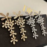 Pave flower earrings