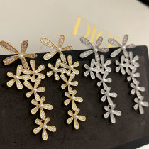 Pave flower earrings