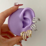 Pave snake hoop earrings