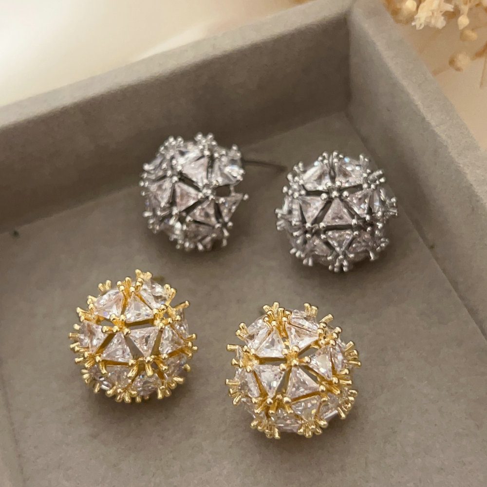 Pave zircon ball earrings