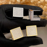 Pave zircon square earrings