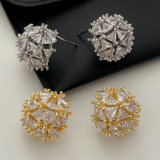 Pave zircon ball earrings