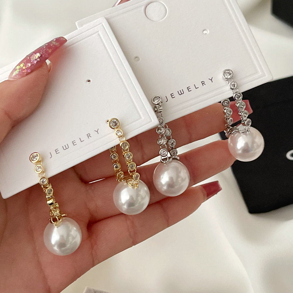 Zircon pearl earrings
