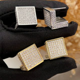 Pave zircon square earrings
