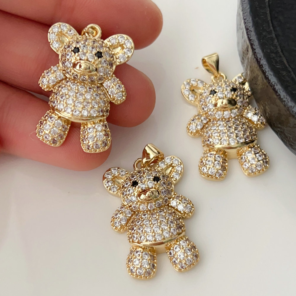 Pave zircon bear charm