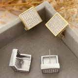 Pave zircon square earrings