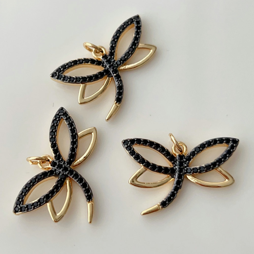 Pave dragonfly charm