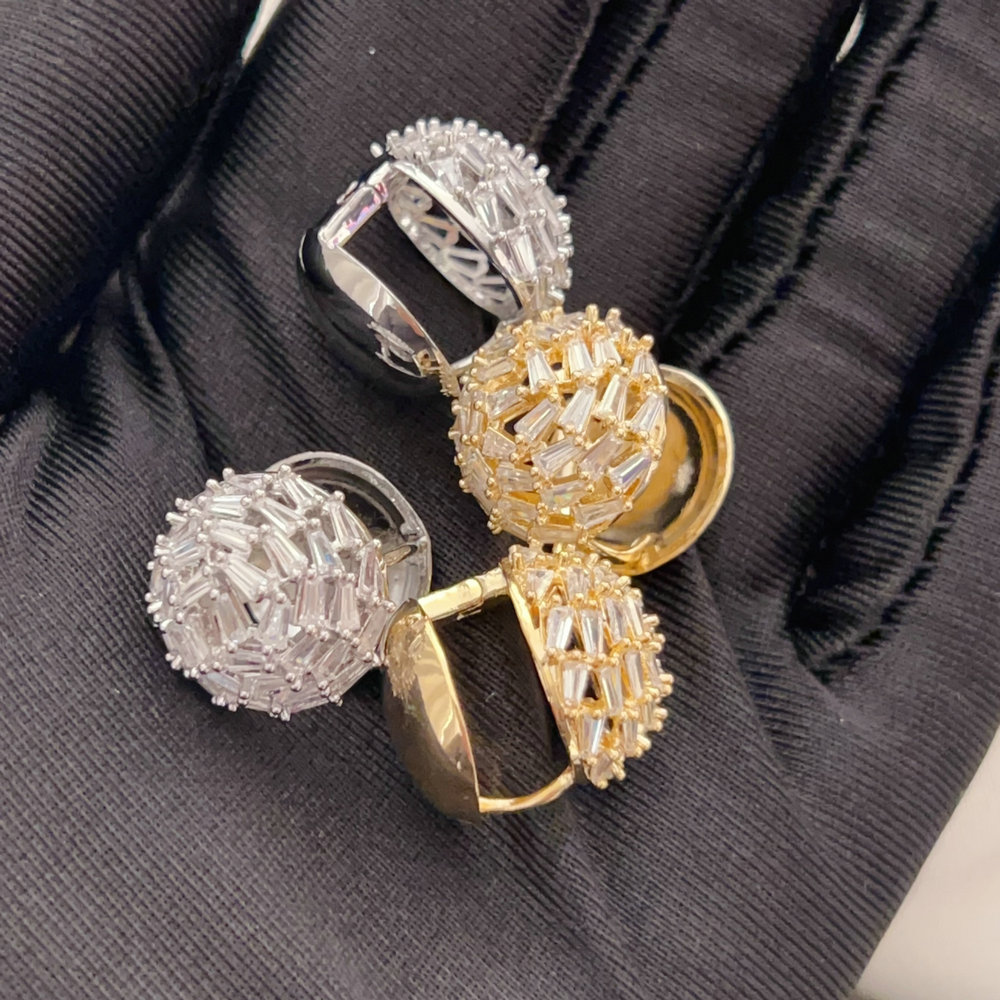 Pave zircon ball earrings