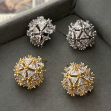 Pave zircon ball earrings
