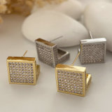 Pave zircon square earrings