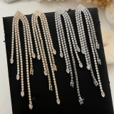 Pave zircon tassel earrings