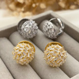 Pave zircon ball earrings