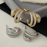 Pave snake hoop earrings