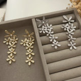 Pave flower earrings