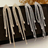 Pave zircon tassel earrings