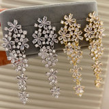 Pave zircon chunky flower earrings