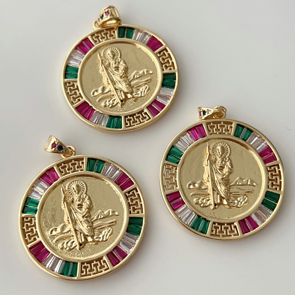 Pave round religion charm