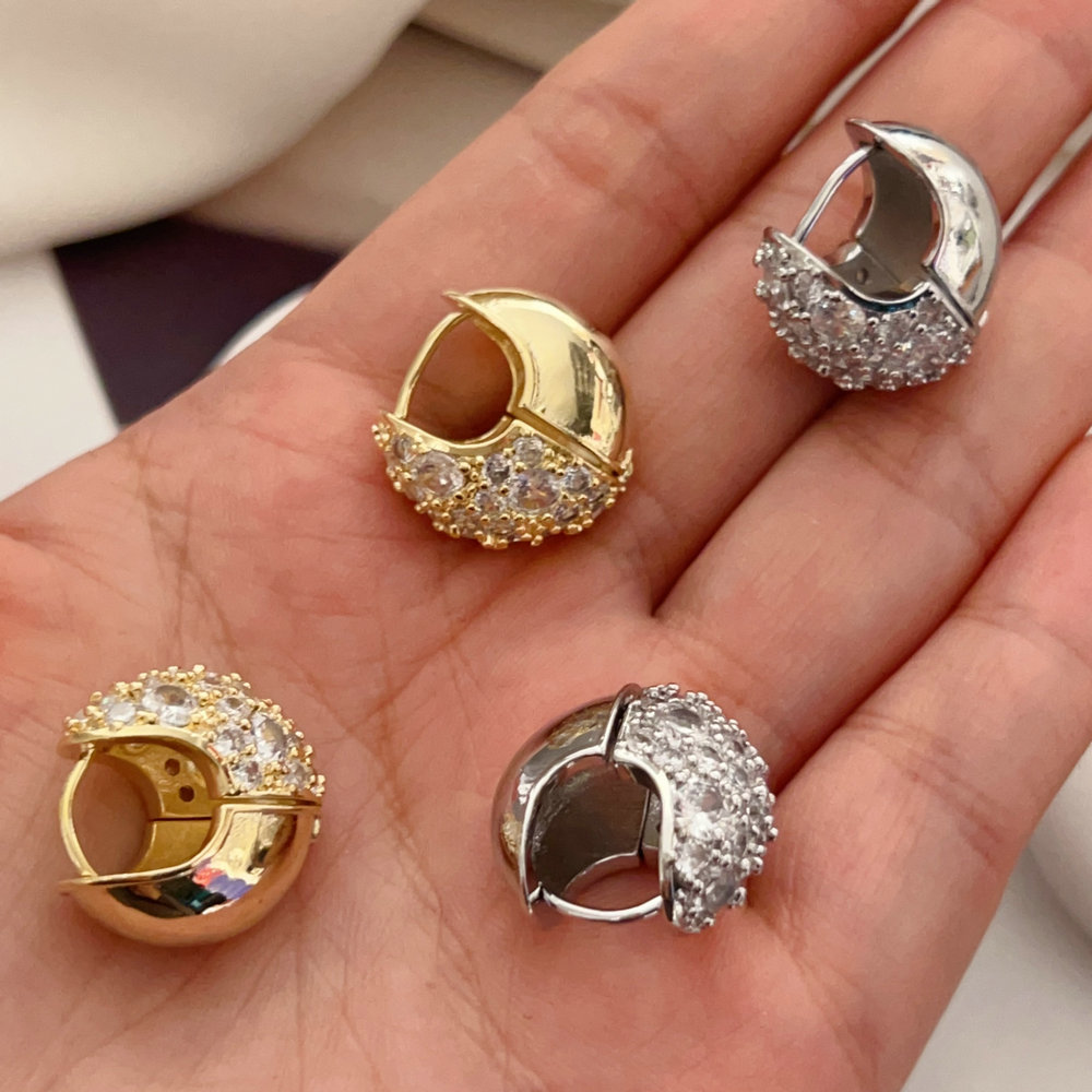 Pave zircon oval earrings