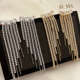 Pave zircon tassel earrings