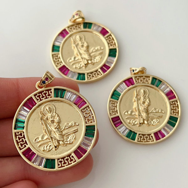 Pave round religion charm