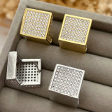 Pave zircon square earrings