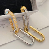 Long pave pin chain earrings