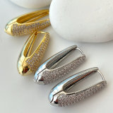 Pave zircon oval earrings