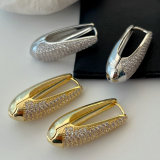 Pave zircon oval earrings