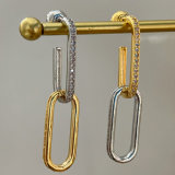 Long pave pin chain earrings