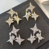 Pave zircon star earrings